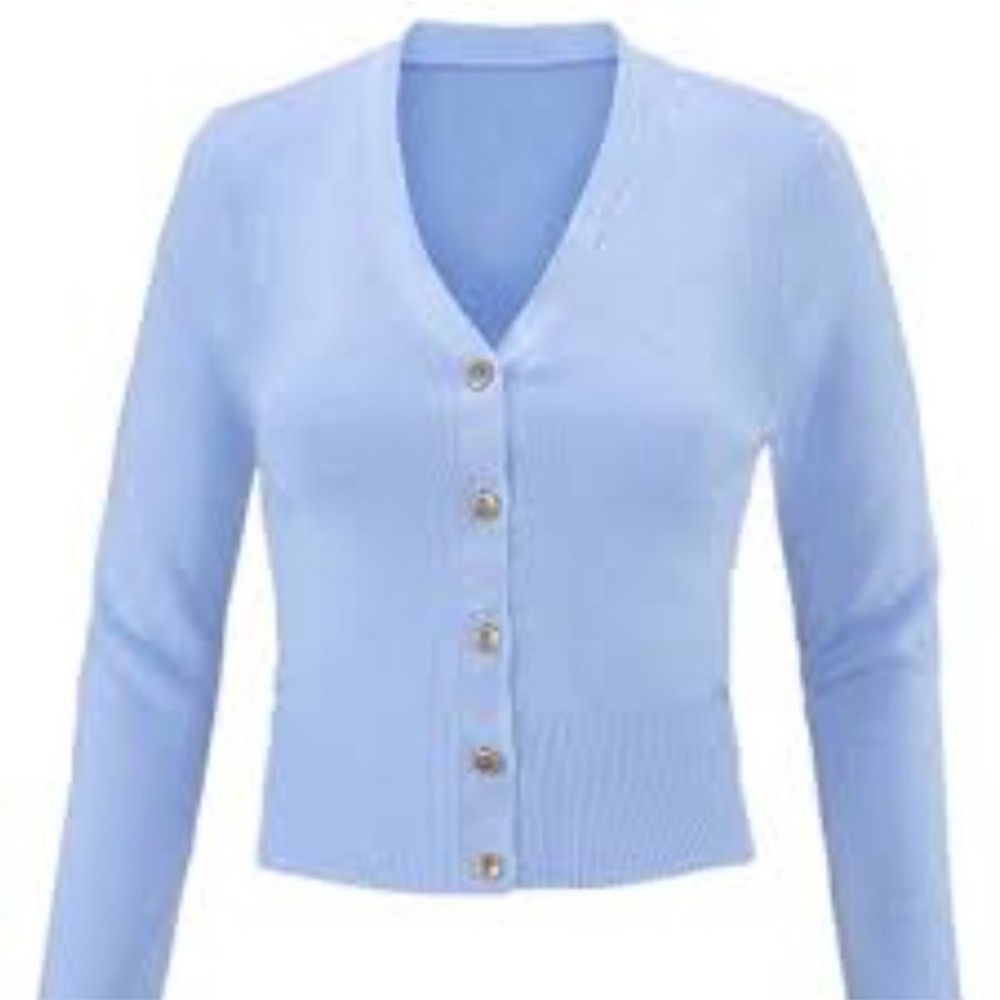 Cabi Blue Cutout Cardigan #5140 Size Large
